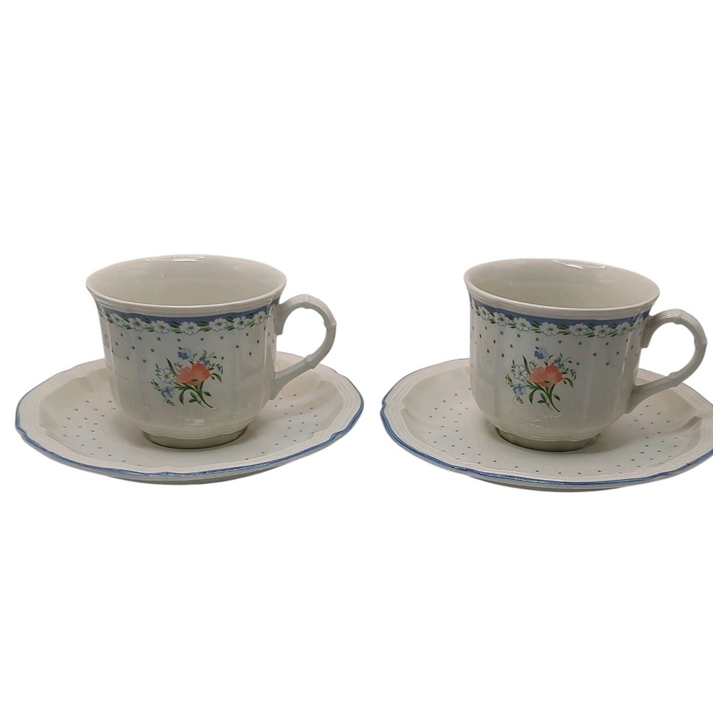 Vintage Villeroy and Boch Teacup and Saucers Romantica Floral Four Piece Set SEE